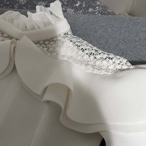 Maxi Skirt Set Scuba Cos Play Ruffles Glam White Witch Show Stopper Wedding SZ L - Picture 10 of 16